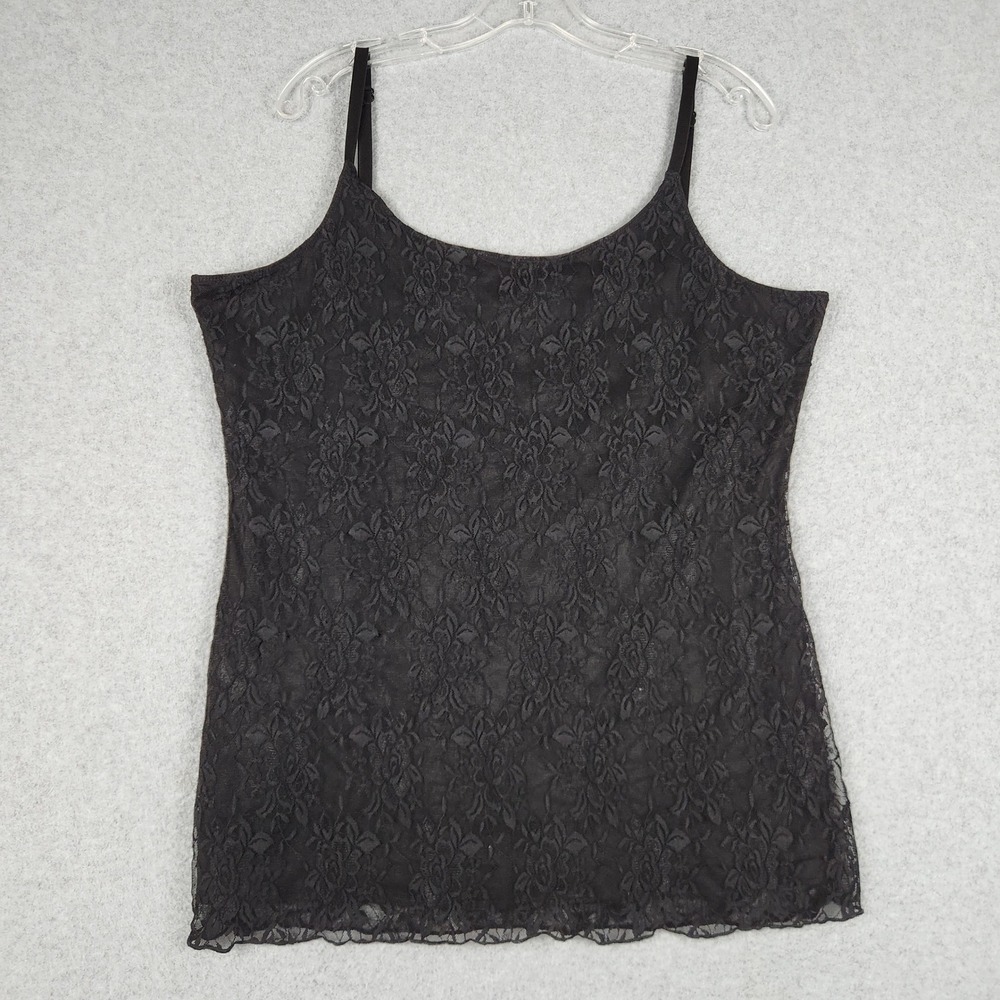 Maurices Camisole Women XXL Black Floral Lace Adjustable Strap‎ Lined 1142-L571